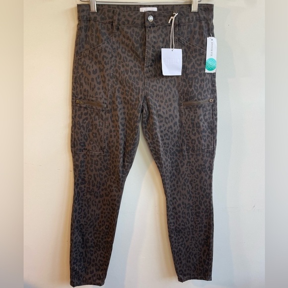 pistola Denim - NWT Pistola|| Hannah Leopard Print Cargo Skinny Jeans Size 29 Brown Zip Pockets